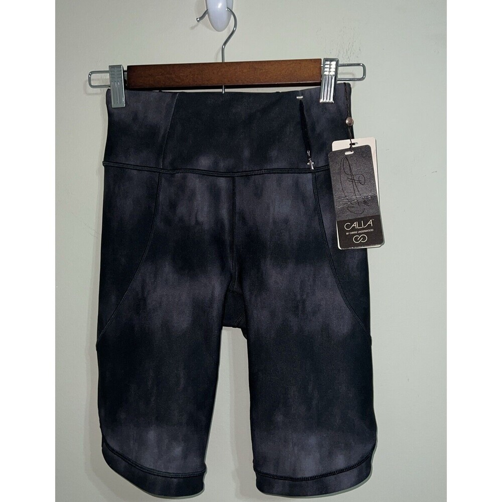 Calia NWT Essential High Rise Ocean Washed Black XS Bermuda Bike Shorts-MSRP $48